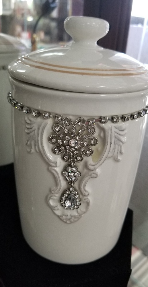 Beautiful white with jewels jar